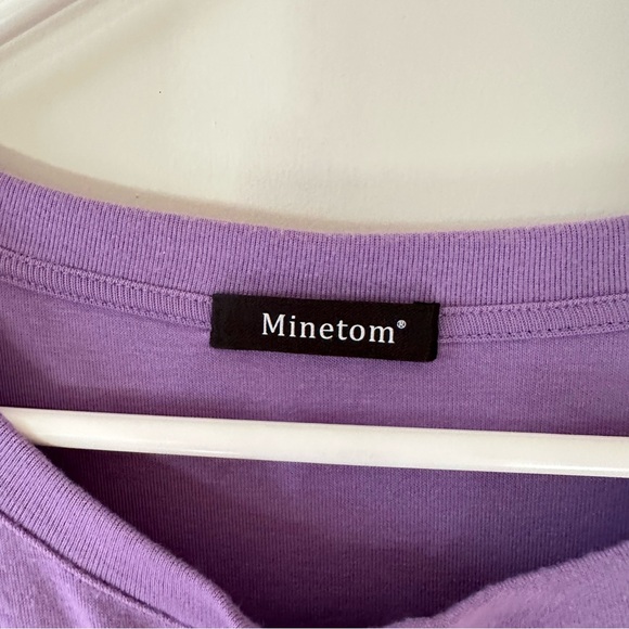 Minetom Blouse XL Lilac NWOT with Lace Sleeves - Picture 3 of 8